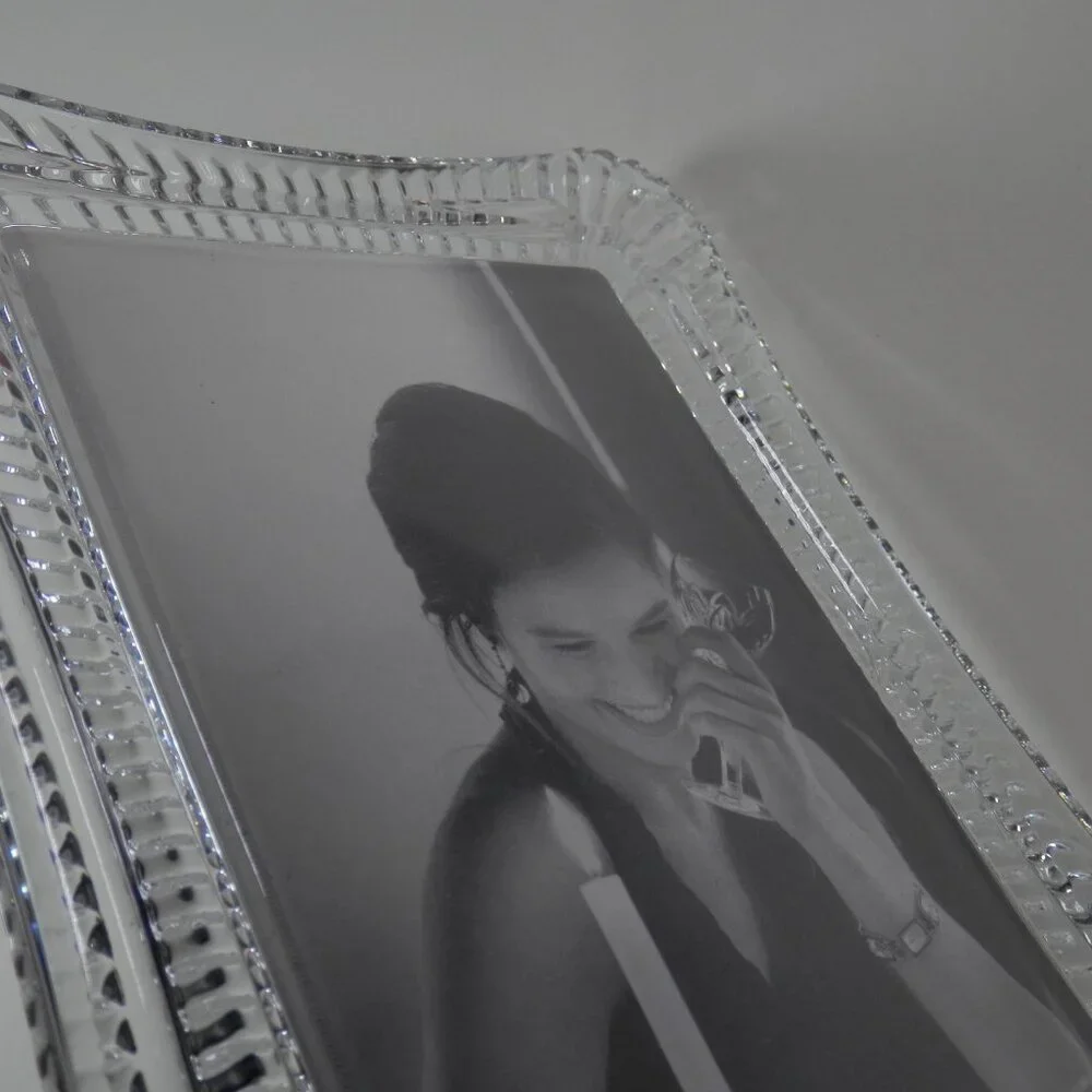 Waterford Wellesley Crystal Glass Picture Frame Table Top for 4x6 Photo